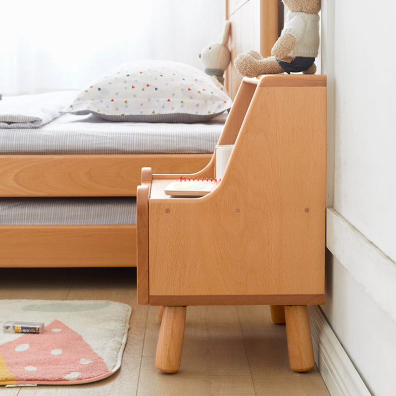 Bear-Shaped Oak Nightstand for Kids — Contemporary 1-Drawer Bedroom Table