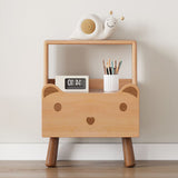 Bear-Shaped Oak Nightstand for Kids — Contemporary 1-Drawer Bedroom Table