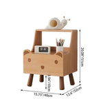 Bear-Shaped Oak Nightstand for Kids — Contemporary 1-Drawer Bedroom Table
