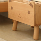 Bear-Shaped Oak Nightstand for Kids — Contemporary 1-Drawer Bedroom Table