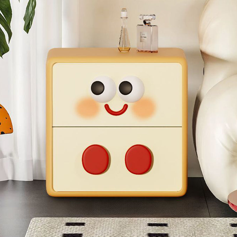 Contemporary Kids Nightstand – Toast-Shape Resin & MDF, 2-Drawer Bedroom Table