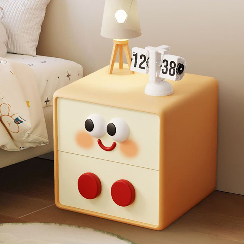 Contemporary Kids Nightstand – Toast-Shape Resin & MDF, 2-Drawer Bedroom Table