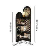 Traditional Chinese-Style Double-Arch MDF Corner Shelf Unit, 4-Tier for Living Room