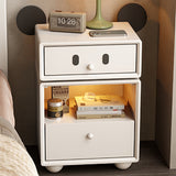 Kids Mouse-Shaped Nightstand - Contemporary Rubberwood & Pine Wood, Swivel Base, 2-Drawer Bedroom Nightstand