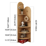 Modern Minimalist Solid Wood Corner Shelf Unit, 5-Tier, Eco-Friendly, Double-Arched Design for Living Room