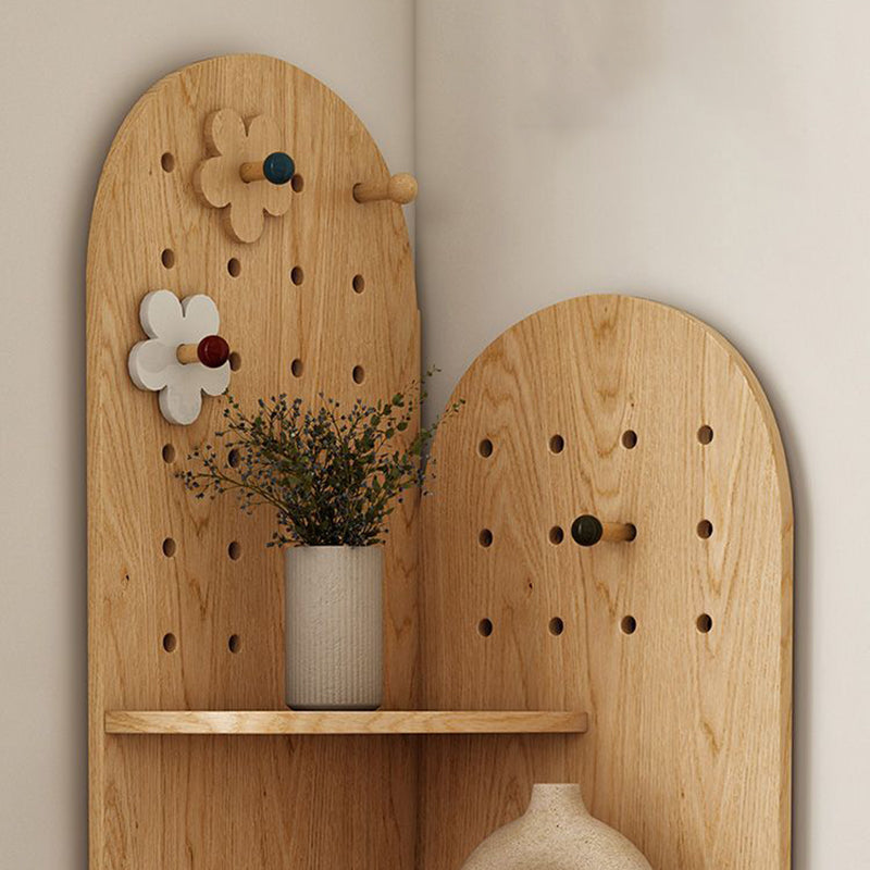 Modern Minimalist Solid Wood Corner Shelf Unit, 5-Tier, Eco-Friendly, Double-Arched Design for Living Room