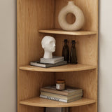 Modern Minimalist Solid Wood Corner Shelf Unit, 5-Tier, Eco-Friendly, Double-Arched Design for Living Room