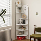 Modern Minimalist Solid Wood Corner Shelf Unit, 5-Tier, Eco-Friendly, Double-Arched Design for Living Room