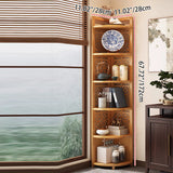 Traditional Chinese-Style Rectangular Bamboo Corner Shelf Unit - 5/6-Tier Storage for Living Room