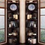 Traditional Chinese-Style Rectangular Bamboo Corner Shelf Unit - 5/6-Tier Storage for Living Room