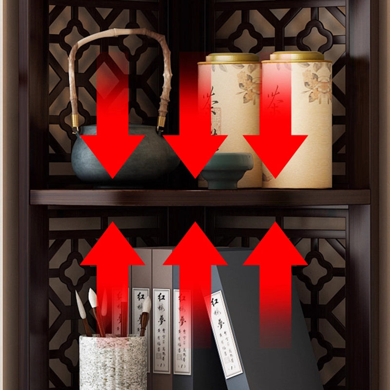 Traditional Chinese-Style Rectangular Bamboo Corner Shelf Unit - 5/6-Tier Storage for Living Room