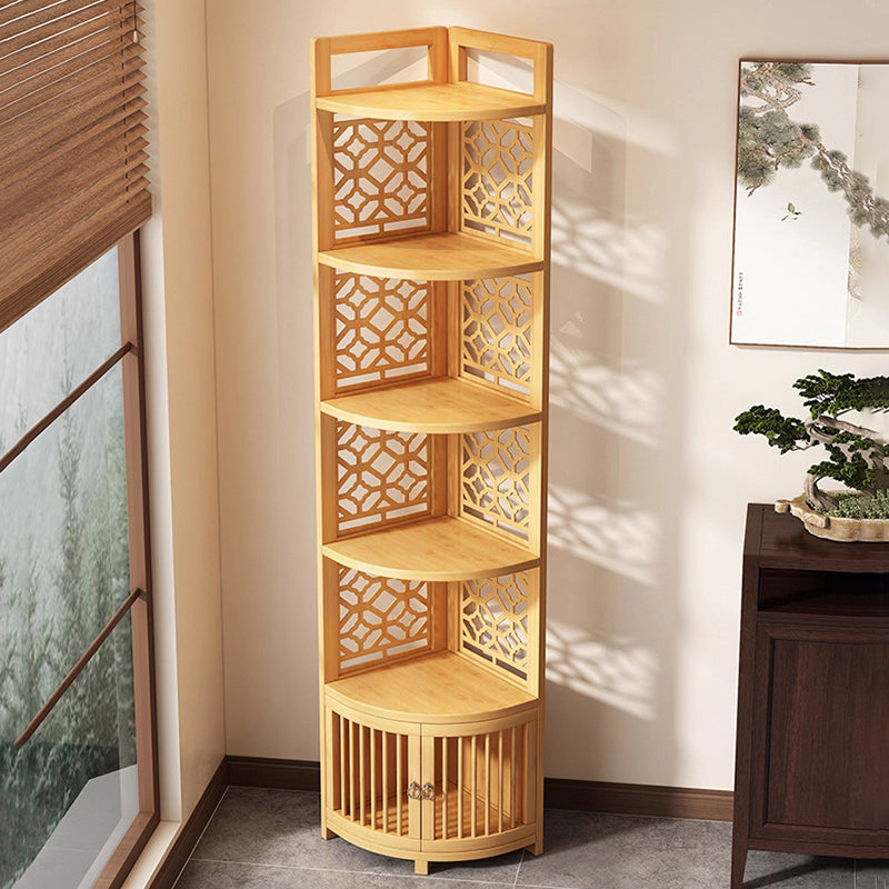 Traditional Chinese-Style Rectangular Bamboo Corner Shelf Unit - 5/6-Tier Storage for Living Room