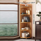 Traditional Chinese-Style Rectangular Bamboo Corner Shelf Unit - 5/6-Tier Storage for Living Room