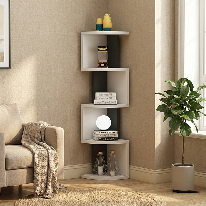 Modern Minimalist Rectangular Particle Board Bookshelves – 4- or 5-Tier Storage for Living Room