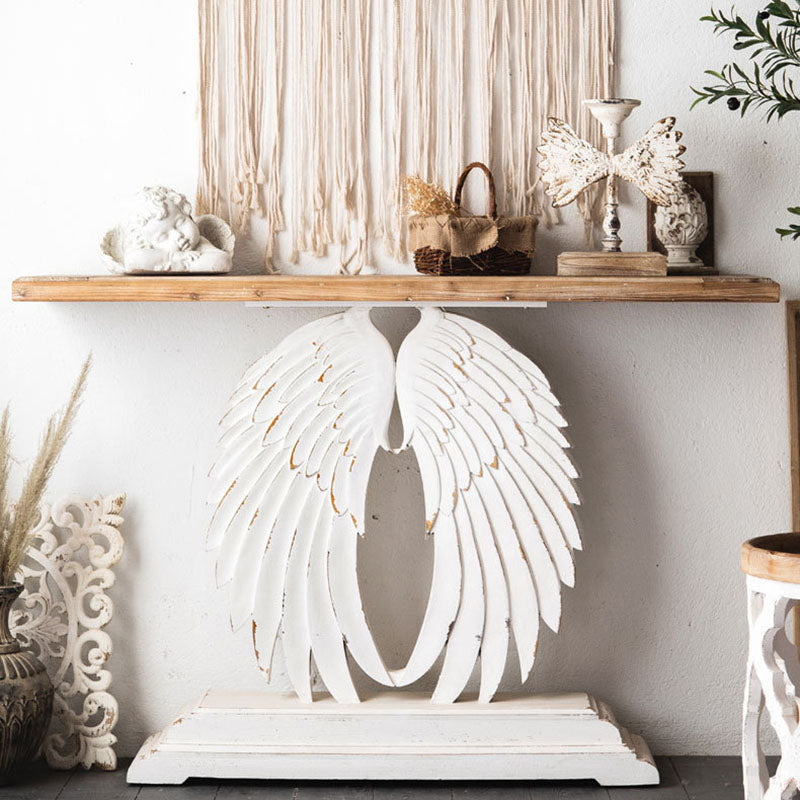 Modern Shabby Chic Rectangular Console Table—Wood & Magnesium Oxide, 1-Tier Storage for Hallway & Living Room