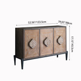 Elegant Traditional Vintage Iron & Pine Rectangular Console Table with Three Cabinet Storage for Entryways and Living Rooms