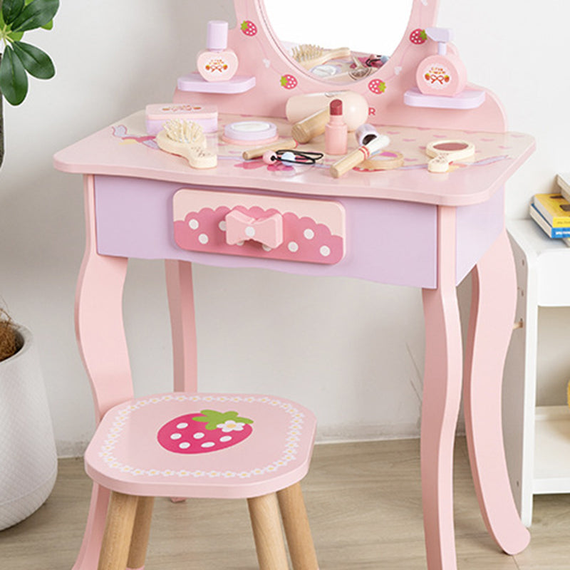 Modern Kids MDF Rectangular Makeup Vanity Set with Drawer – Sleek, Space-Saving Vanity for Bedroom & Living Room