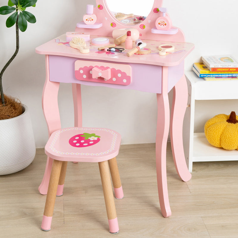 Modern Kids MDF Rectangular Makeup Vanity Set with Drawer – Sleek, Space-Saving Vanity for Bedroom & Living Room