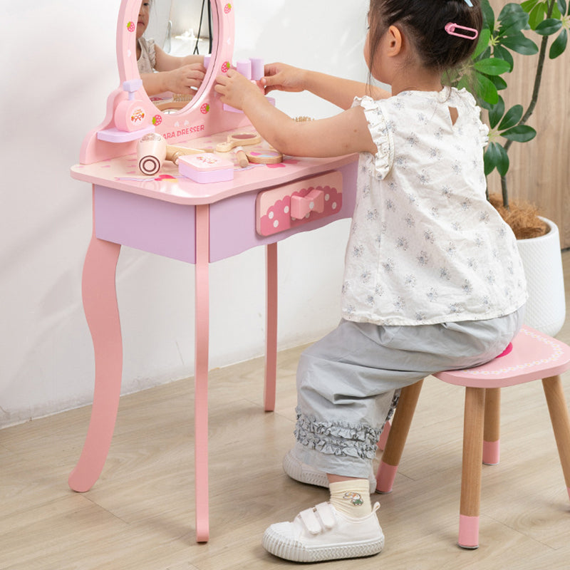 Modern Kids MDF Rectangular Makeup Vanity Set with Drawer – Sleek, Space-Saving Vanity for Bedroom & Living Room