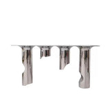 Nordic-Style Contemporary Stainless Steel & Marble Console Table with Single Shelf — Rectangular Design for Entryway, Living Room and Bedroom