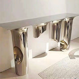 Nordic-Style Contemporary Stainless Steel & Marble Console Table with Single Shelf — Rectangular Design for Entryway, Living Room and Bedroom