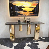 Nordic-Style Contemporary Stainless Steel & Marble Console Table with Single Shelf — Rectangular Design for Entryway, Living Room and Bedroom