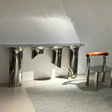 Nordic-Style Contemporary Stainless Steel & Marble Console Table with Single Shelf — Rectangular Design for Entryway, Living Room and Bedroom