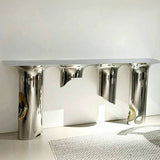 Nordic-Style Contemporary Stainless Steel & Marble Console Table with Single Shelf — Rectangular Design for Entryway, Living Room and Bedroom