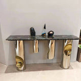 Nordic-Style Contemporary Stainless Steel & Marble Console Table with Single Shelf — Rectangular Design for Entryway, Living Room and Bedroom