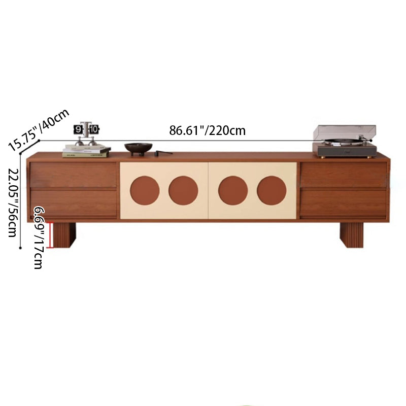Modern Scandinavian Ash Wood TV Stand – Solid Rectangular Console with 4 Drawers for Living Room