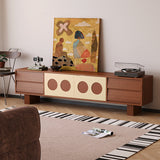 Modern Scandinavian Ash Wood TV Stand – Solid Rectangular Console with 4 Drawers for Living Room