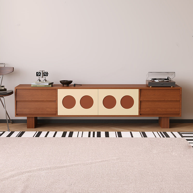 Modern Scandinavian Ash Wood TV Stand – Solid Rectangular Console with 4 Drawers for Living Room