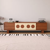 Modern Scandinavian Ash Wood TV Stand – Solid Rectangular Console with 4 Drawers for Living Room