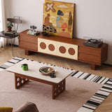 Modern Scandinavian Ash Wood TV Stand – Solid Rectangular Console with 4 Drawers for Living Room