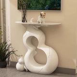 Contemporary Retro Gourd-Shape Console Table - Solid Wood & Fiberglass, 1-Tier Storage, Ideal for Entryway, Living Room, or Bedroom