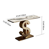 Contemporary Luxury Console Table with Sintered Stone Top and Stainless Steel Frame – Dollar-Shape Rectangle, 1-Tier, for Entryway, Living Room, and Bedroom