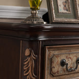 Elegant Traditional Vintage Rubberwood Rectangular Console Table With 4 Drawers And Cabinet – Ideal For Entryway, Living Room, Or Bedroom