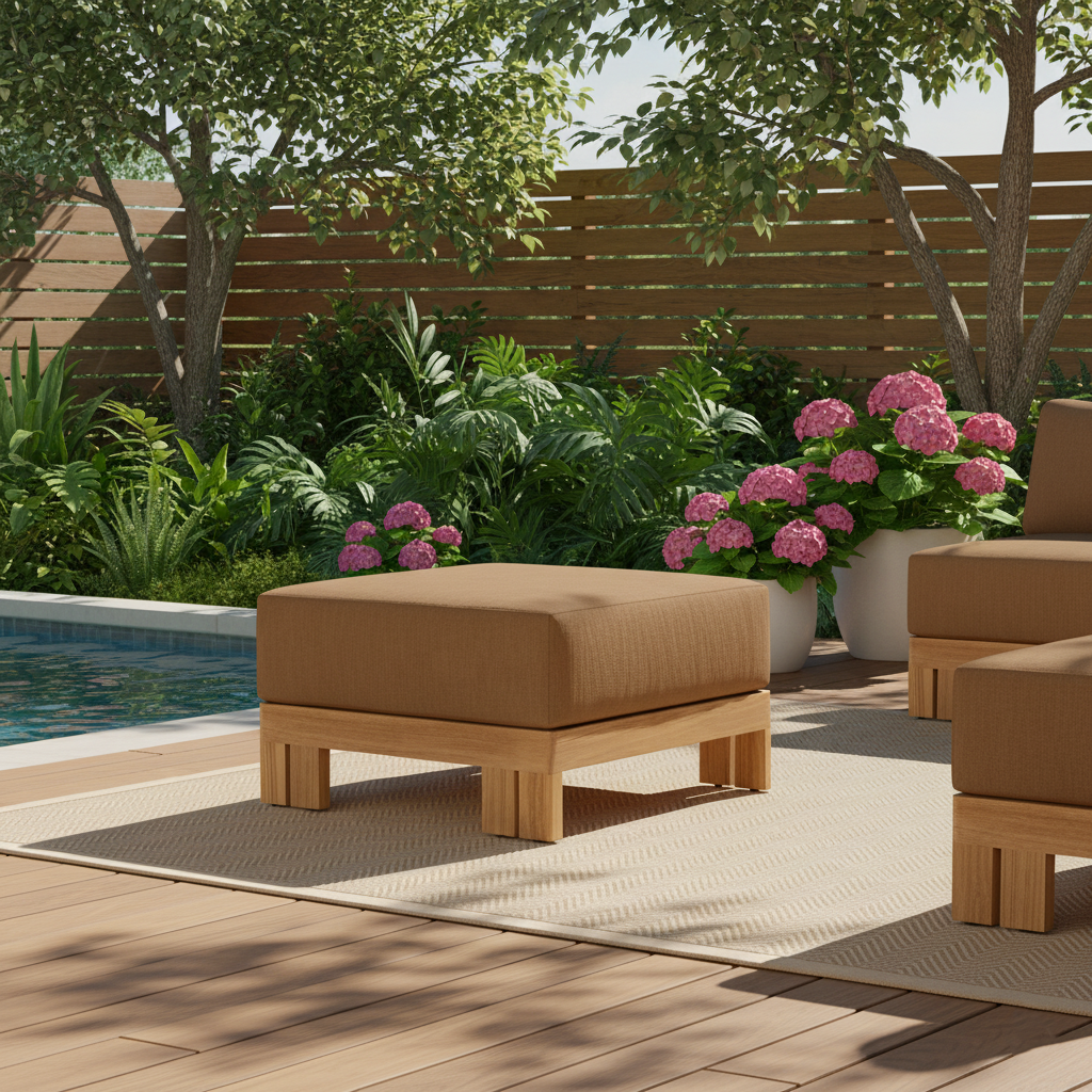 Modern Nordic Teak Outdoor Sofa & Table Set – Square & Rectangular Design for Patio