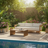 Modern Nordic Teak Outdoor Sofa & Table Set – Square & Rectangular Design for Patio