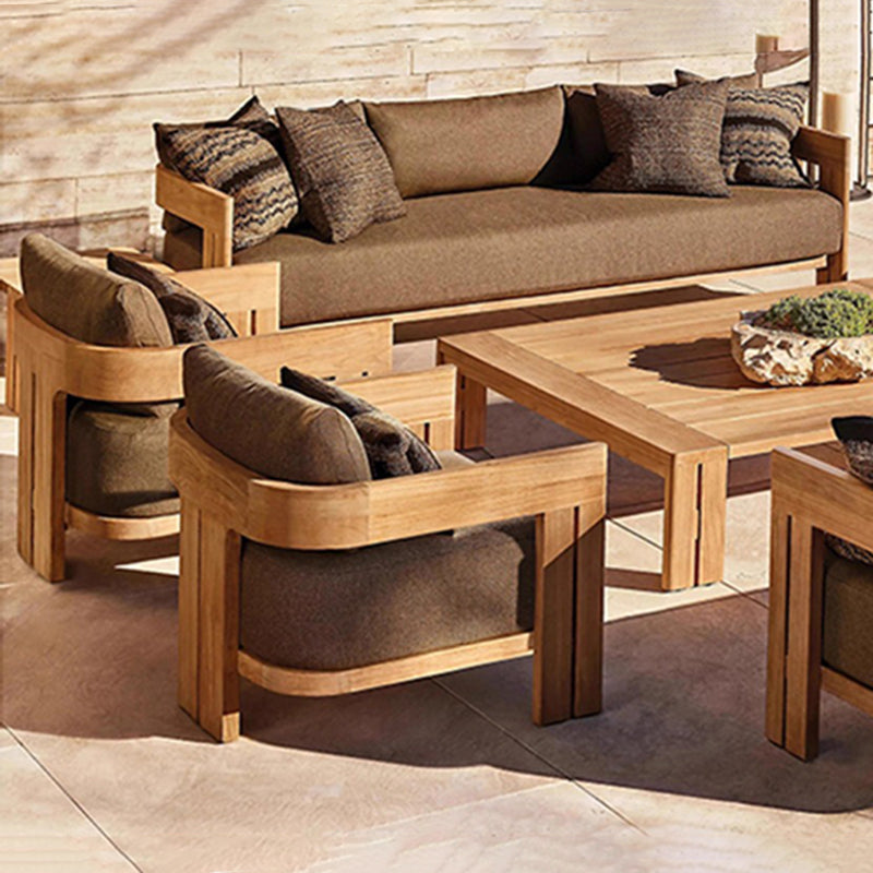 Modern Nordic Teak Outdoor Sofa & Table Set – Square & Rectangular Design for Patio