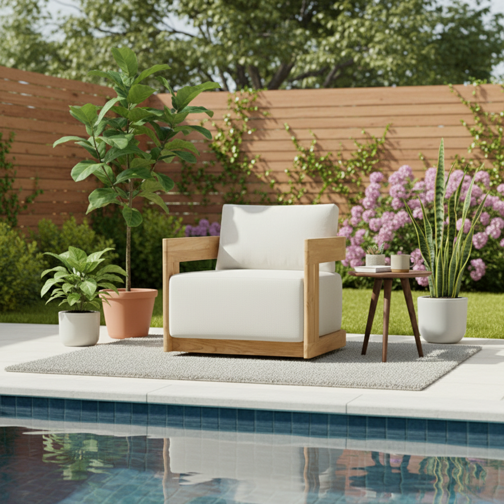 Modern Nordic Teak Outdoor Sofa & Table Set – Square & Rectangular Design for Patio