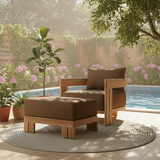 Modern Nordic Teak Outdoor Sofa & Table Set – Square & Rectangular Design for Patio