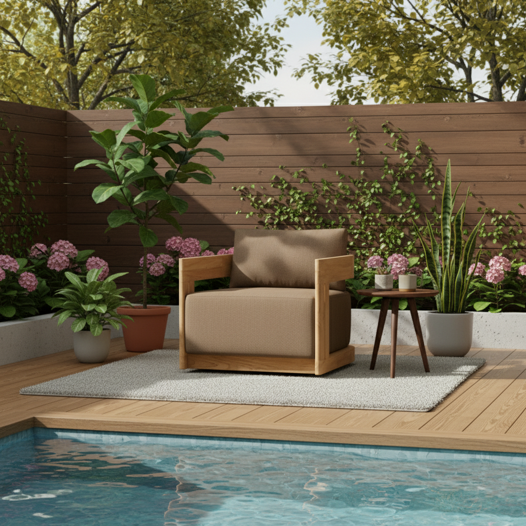 Modern Nordic Teak Outdoor Sofa & Table Set – Square & Rectangular Design for Patio
