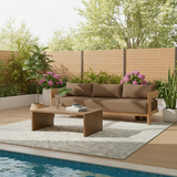 Modern Nordic Teak Outdoor Sofa & Table Set – Square & Rectangular Design for Patio