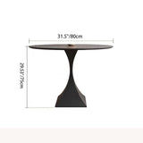 Modern Minimalist Round Dining Table with Ceramic Stone Slab and Carbon Steel Frame — Seats 2-8