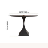 Modern Minimalist Round Dining Table with Ceramic Stone Slab and Carbon Steel Frame — Seats 2-8