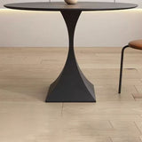 Modern Minimalist Round Dining Table with Ceramic Stone Slab and Carbon Steel Frame — Seats 2-8