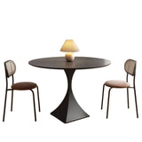 Modern Minimalist Round Dining Table with Ceramic Stone Slab and Carbon Steel Frame — Seats 2-8