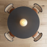 Modern Minimalist Round Dining Table with Ceramic Stone Slab and Carbon Steel Frame — Seats 2-8
