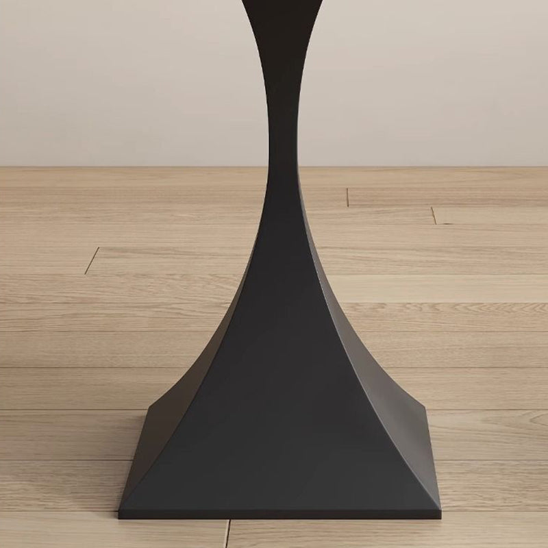 Modern Minimalist Round Dining Table with Ceramic Stone Slab and Carbon Steel Frame — Seats 2-8